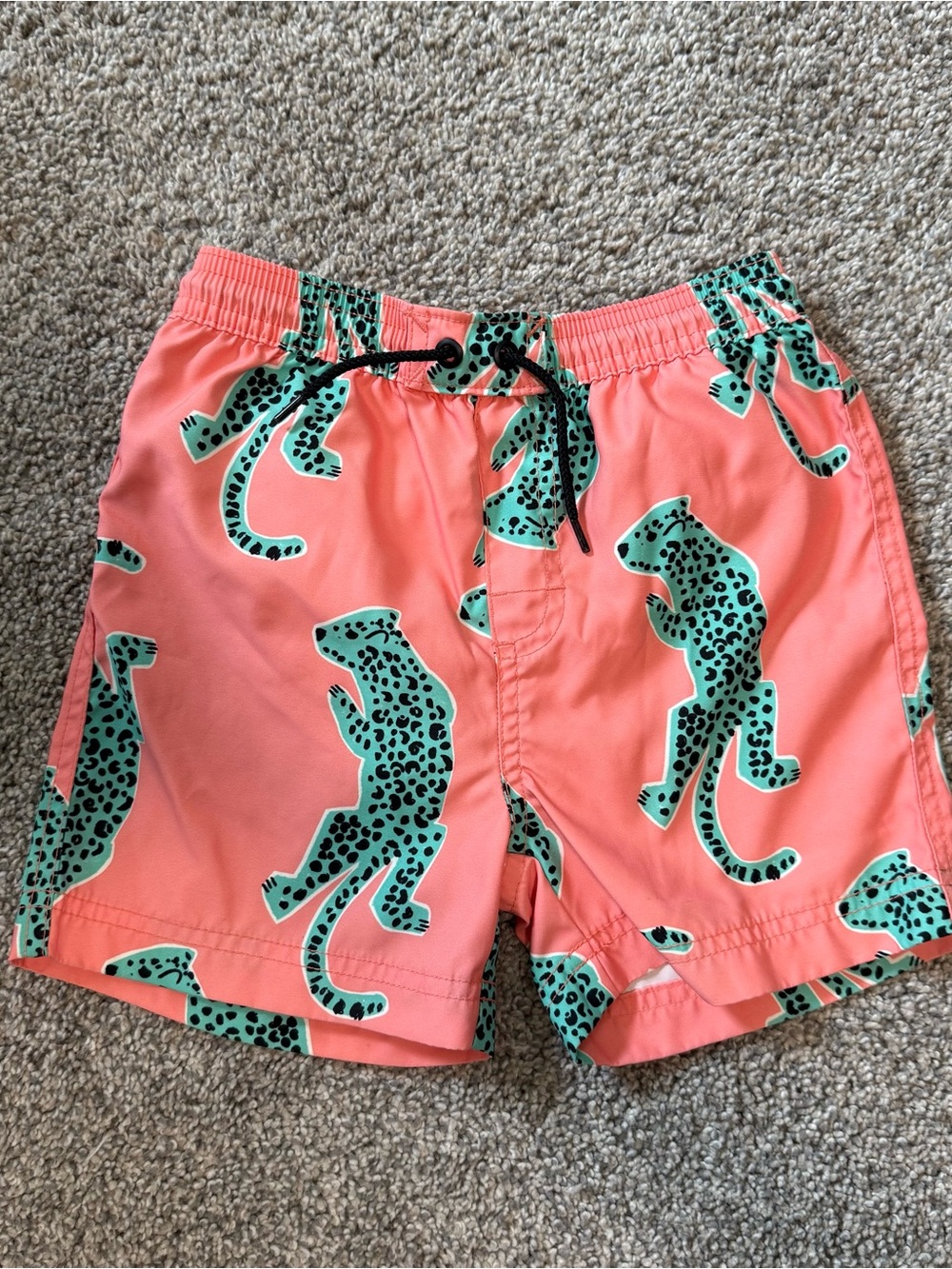 Tea Collection Coral Swim Shorts with Teal Leopard Print